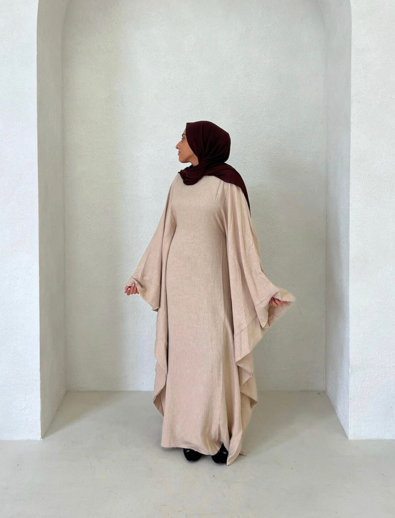 Zoha Butterfly Abaya - Beige