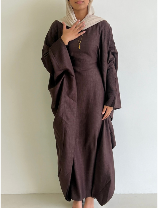 Zoha Butterfly Abaya - Coffee